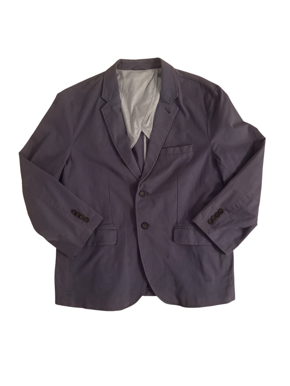 Frank & Oak Classic Two-Button Blazer in Grey/Blue
